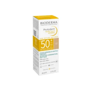 ضد آفتاب رنگی بایودرما Photoderm Nude Touch MINERAL SPF50 حجم 40 میلی لیتری