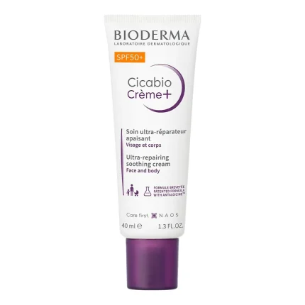 کرم ترمیم کننده دست و صورت بایودرما +Cicabio Cream SPF50 حجم 40 میلی لیتری