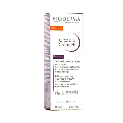 کرم ترمیم کننده دست و صورت بایودرما +Cicabio Cream SPF50 حجم 40 میلی لیتری