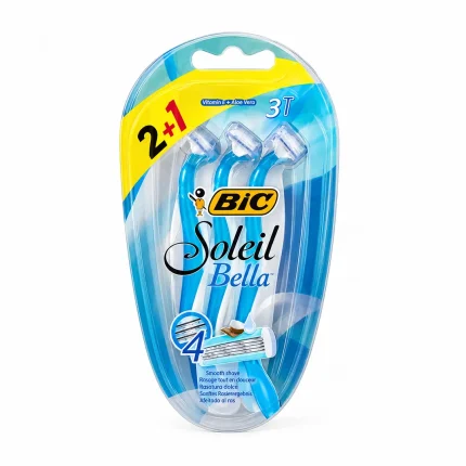 تیغ اصلاح 4 لبه صابون دار بیک Soleil Bella بسته 3 عددی