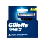 یدک تیغ اصلاح 3 لبه ژیلت MACH3 TURBO بسته 4 عددی